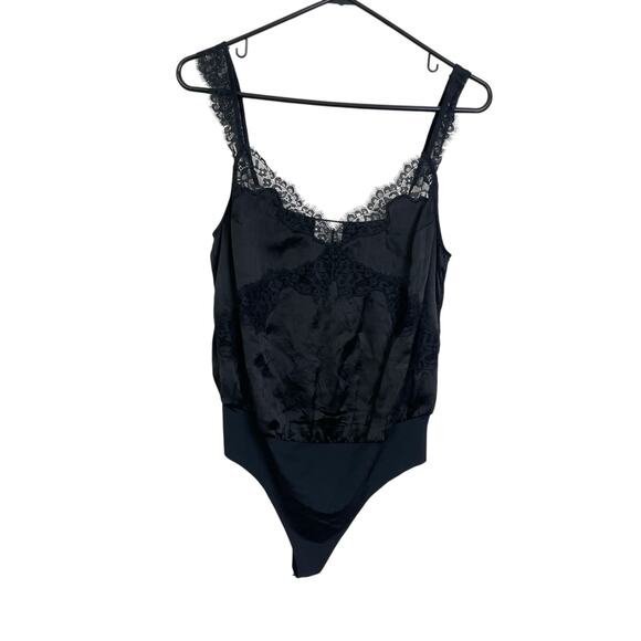 Cami NYC Silk Bodysuit Womens Small Black Lace Top Straps One Piece Sheer - Picture 1 of 13